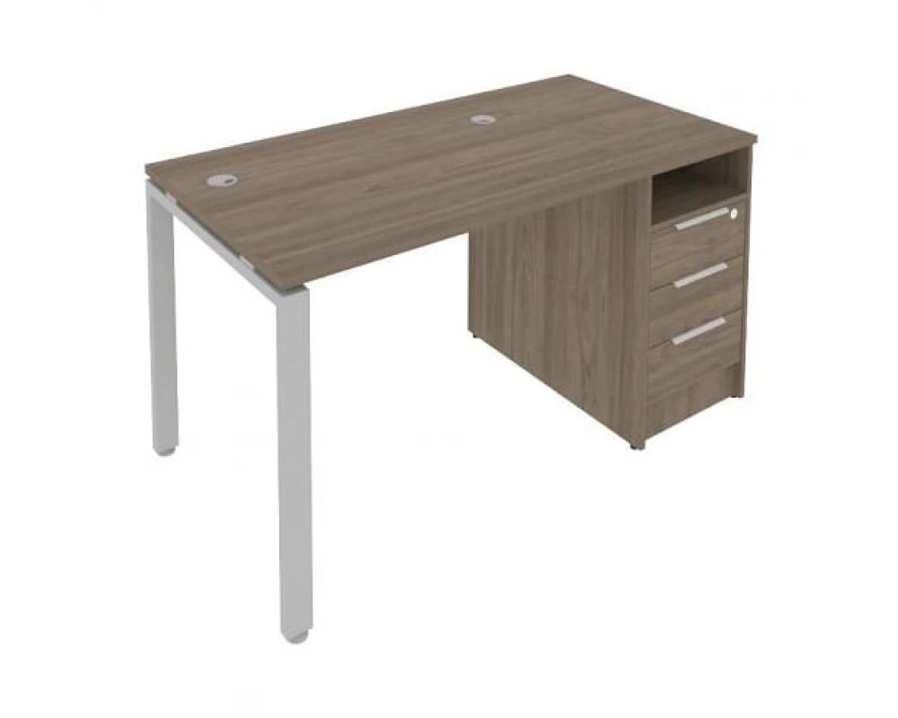 Рабочая станция на П-образном м/к с опорной тумбой 141,2x72x75 Metal System