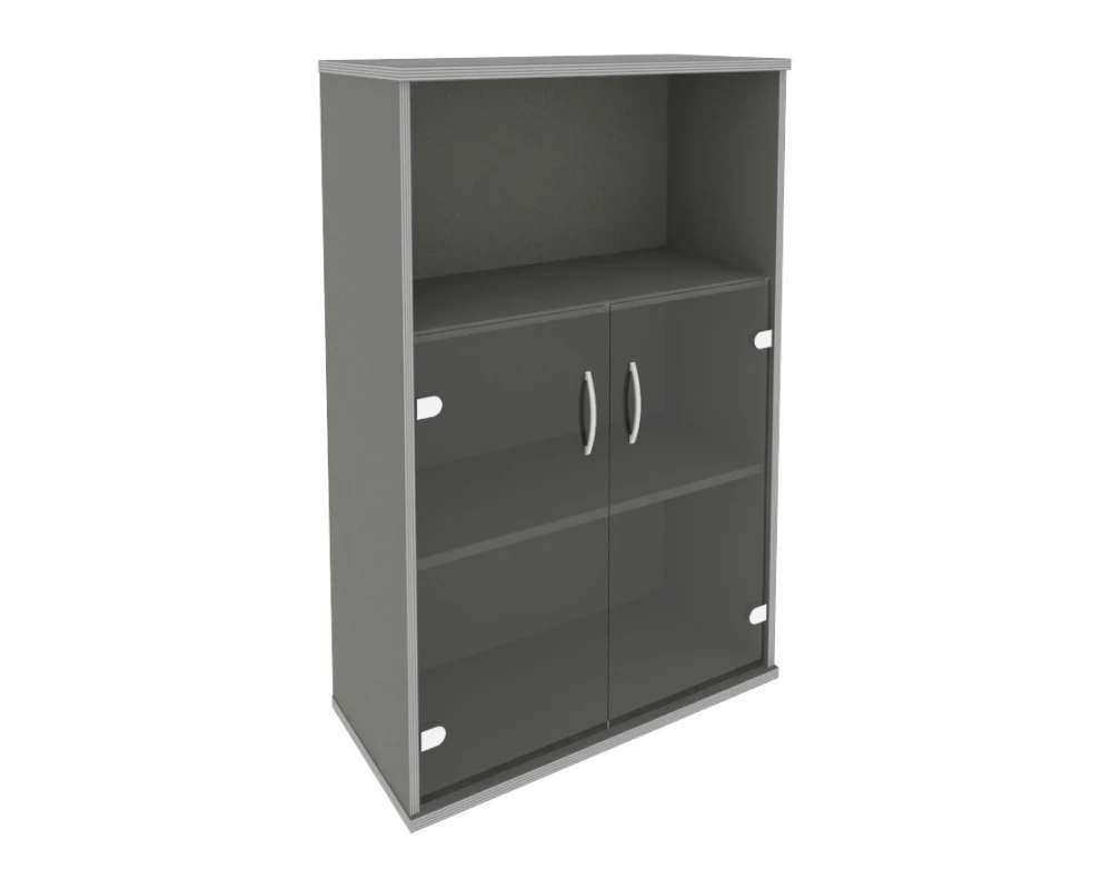 Шкаф средний широкий 2 низкие двери стекло Riva