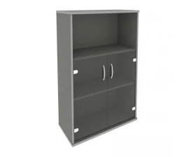 Шкаф средний широкий 2 низкие двери стекло Riva images