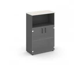 Шкаф средний широкий прозр. стекло с нишей 796x400x1203 зад. стенка HDF Style Project images