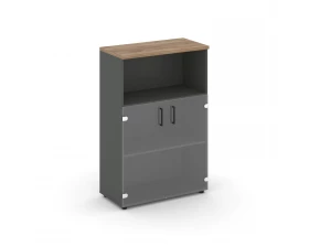 Шкаф средний широкий прозр. стекло с нишей 796x400x1203 зад. стенка HDF Style Project images