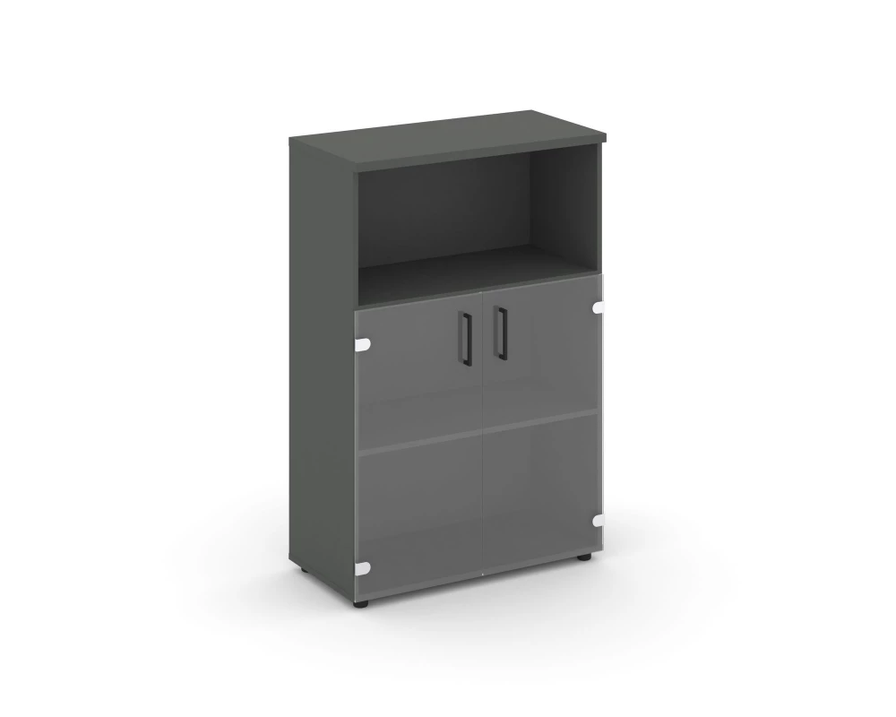 Шкаф средний широкий прозр. стекло с нишей 796x400x1203 зад. стенка HDF Style Project