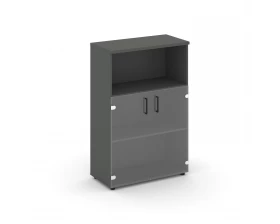 Шкаф средний широкий прозр. стекло с нишей 796x400x1203 зад. стенка HDF Style Project images