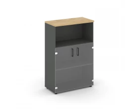 Шкаф средний широкий прозр. стекло с нишей 796x400x1203 зад. стенка HDF Style Project images