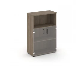 Шкаф средний широкий прозр. стекло с нишей 796x400x1203 зад. стенка HDF Style Project images