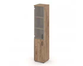 Шкаф высокий узкий комби прозр. стекло левый 400x400x1982 зад. стенка HDF Style Project images