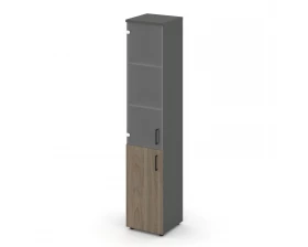 Шкаф высокий узкий комби прозр. стекло левый 400x400x1982 зад. стенка HDF Style Project images