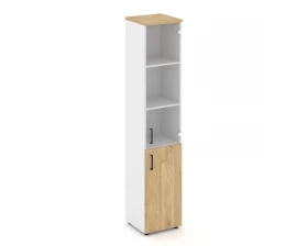 Шкаф высокий узкий комби прозр. стекло правый 400x400x1982 зад. стенка HDF Style Project images