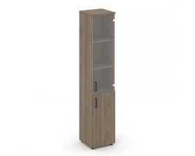 Шкаф высокий узкий комби прозр. стекло правый 400x400x1982 зад. стенка HDF Style Project images