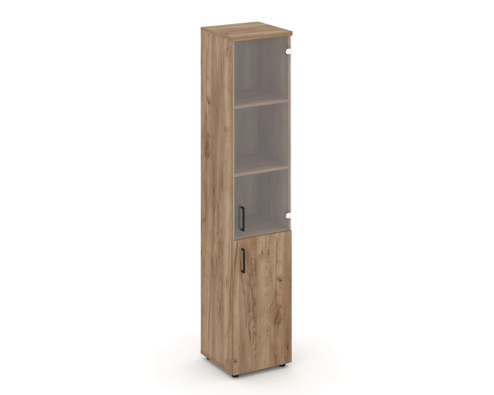 Шкаф высокий узкий комби прозр. стекло правый 400x400x1982 зад. стенка HDF Style Project