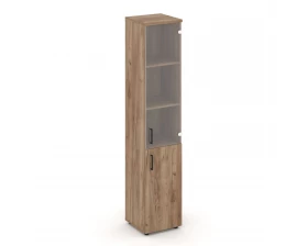 Шкаф высокий узкий комби прозр. стекло правый 400x400x1982 зад. стенка HDF Style Project images