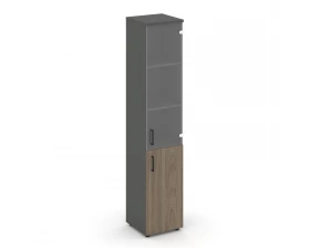 Шкаф высокий узкий комби прозр. стекло правый 400x400x1982 зад. стенка HDF Style Project images