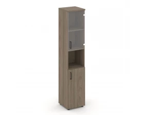 Шкаф высокий узкий с нишей прозр. стекло правый 400x400x1982 зад. стенка HDF Style Project images