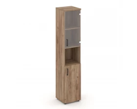 Шкаф высокий узкий с нишей прозр. стекло правый 400x400x1982 зад. стенка HDF Style Project images