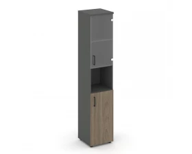 Шкаф высокий узкий с нишей прозр. стекло правый 400x400x1982 зад. стенка HDF Style Project images