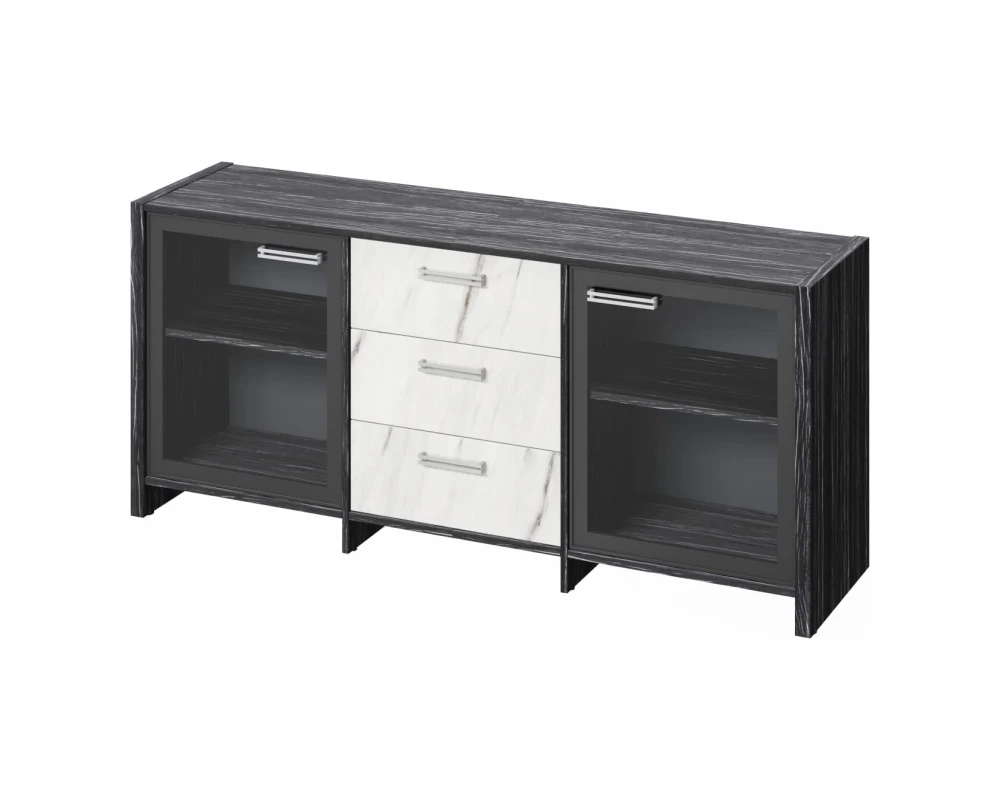 Тумба с 2 дверьми в алюминевом профиле и 3 ящиками Фестус / Festus