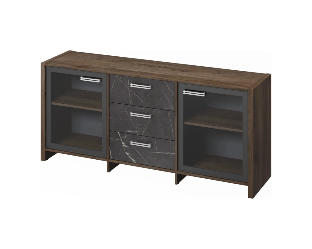 Тумба с 2 дверьми в алюминевом профиле и 3 ящиками Фестус / Festus