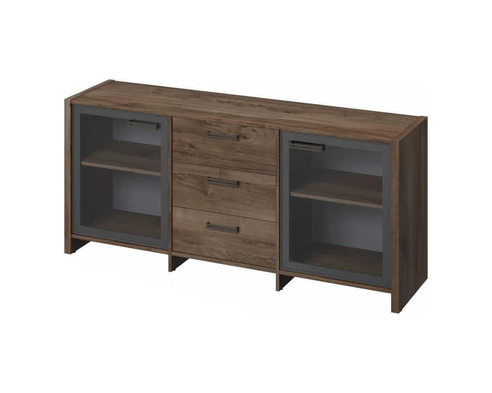 Тумба с 2 дверьми в алюминевом профиле и 3 ящиками Фестус / Festus