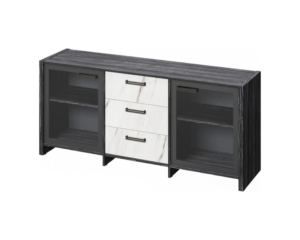 Тумба с 2 дверьми в алюминевом профиле и 3 ящиками Фестус / Festus