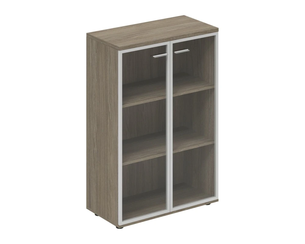 Шкаф средний 800x400x1200 со стеклом, з.ст HDF Винг / Wing Дуб темный